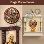 SWAGSTATION Lord Ganpati MDF Wall Hanging | Hindu God Ganesha Home Temple & Wall Decor for Pooja Room, Door Entrance & Living Room (8 Inches)