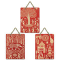 Artvibes Traditional Cultural Wall Art Decorative MDF Wooden Wall Art for Home | Handcrafted Art | Festive Decor | Wall Art Print | Paintings For Wall | Unique Gift Items (WH_96122N), Set of 3