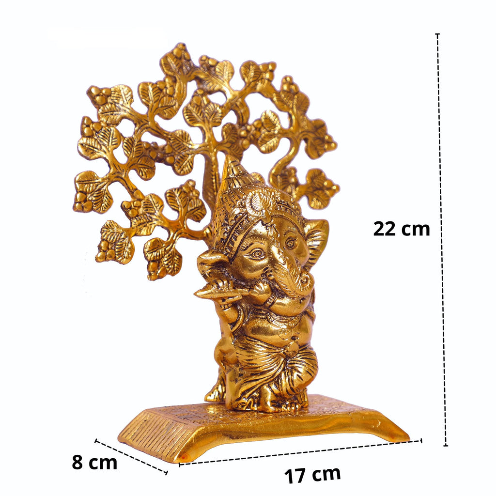 KridayKraft Ganesha Standing Playing Flute Metal Staue,Ganpati Bappa murti for Pooja & Home,Offce Decor,Religious Idol Gift Article,Showpiece Figurines
