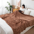 HOKIPO Fleece AC Throw Blanket Double Bed Queen, 200X230 cm / 6.5X7.5 Feet, Brown (AR-4919-BRN) Kafalo