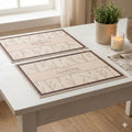 Upaado Leather Dining Table Placemat with Vintage Design - Pack of 2 | Heat Resistant, Waterproof, Non-Slip Table Mat for Kitchen Dining Table, PU Leather Mat for Table Protection (Cotton Candy) Kafalo