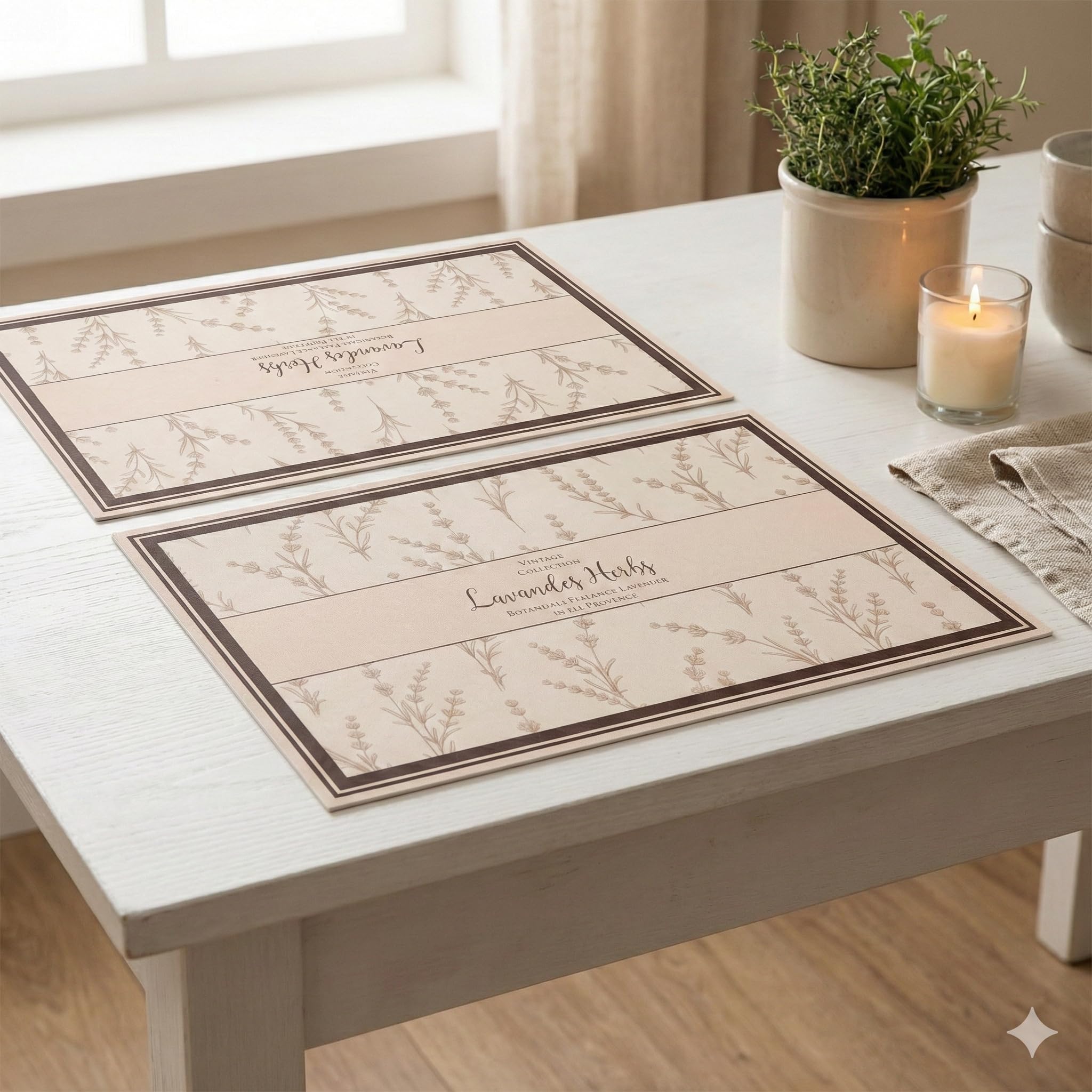 Upaado Leather Dining Table Placemat with Vintage Design - Pack of 2 | Heat Resistant, Waterproof, Non-Slip Table Mat for Kitchen Dining Table, PU Leather Mat for Table Protection (Cotton Candy) Kafalo