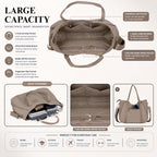 12o12 Women's Large Tote Bag for Office, Travel, Shopping, Daily Use | Shoulder Handbag, Gift for Girls, Stylish Ladies Purse | Fits Upto 15.6 Laptop, A4 Files etc. (Taupe)