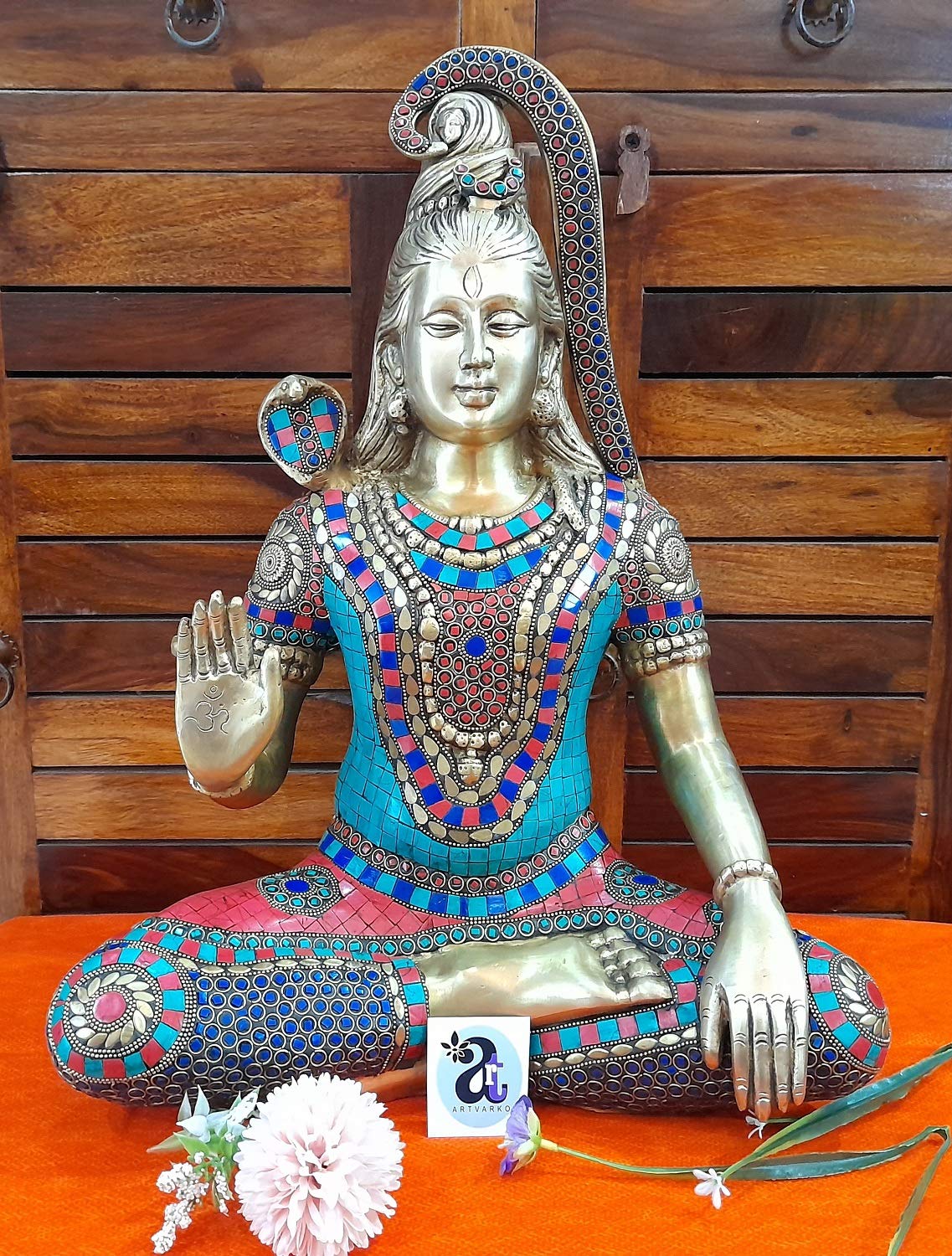 ARTVARKO Large Brass Lord Shiva Shankar Statue Bhole Nath Bhagwan Murti Office Home Decor Showpiece 19 Inches