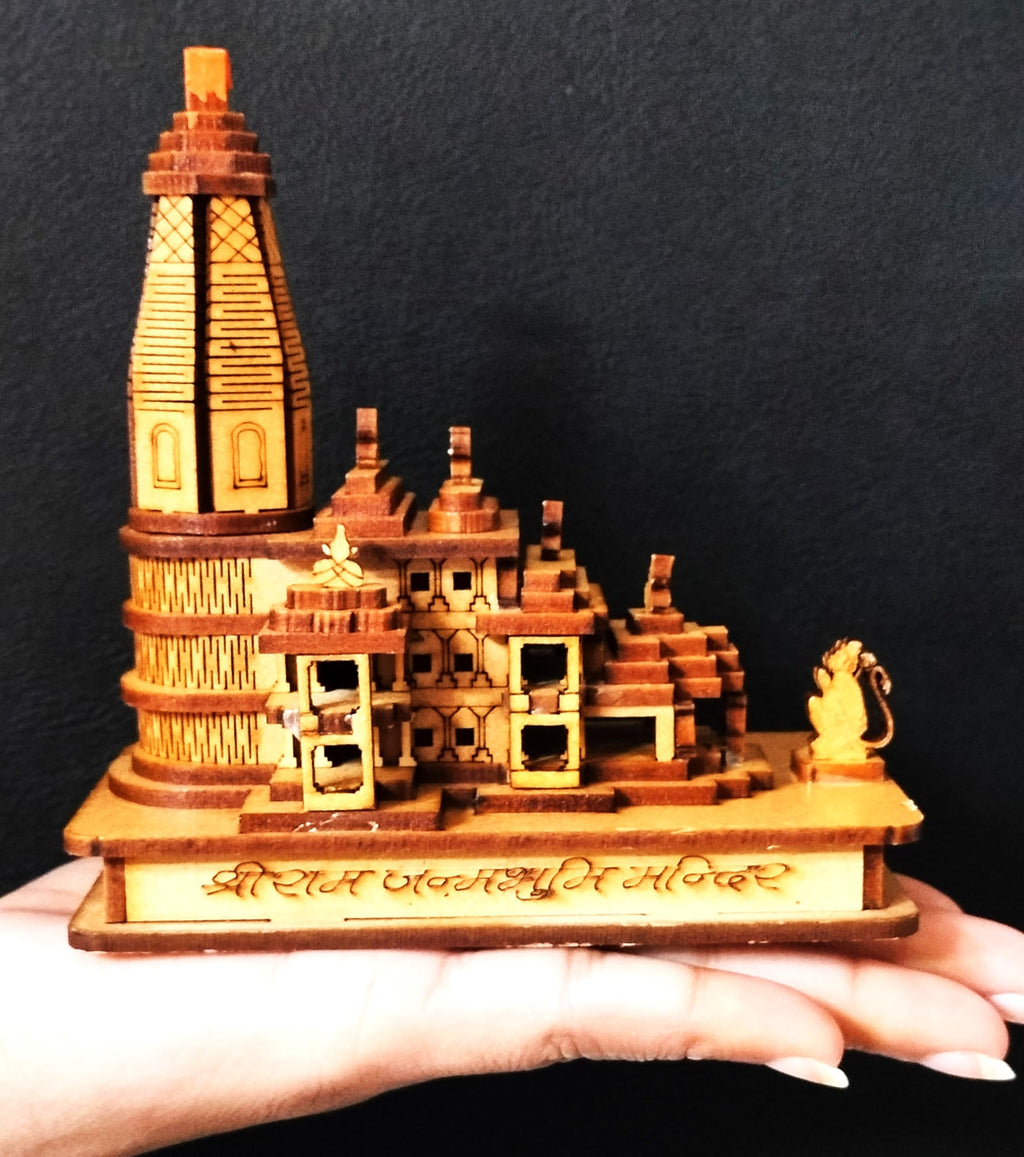 HaridwarDivine Light Weight Shri Ram Mandir Ayodhya 3D Model Wooden Hand Carved Temple