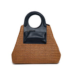 HIE Nova Tote Woven Nylon Raffia Design, Attached Earphone Case, Front Pocket with Magnetic Stud Closure, Spacious Boat-Shape Interior, Stylish Bag for Women & Girls Perfect for Travel and Work.