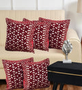 DECOMIZER Jacquard Geomteric Cushion Covers 24 Inch X 24 Inch Set Of 5 Ethnic Motifs 240 TC Cushion Covers,Design- Bricks,Color- Maroon