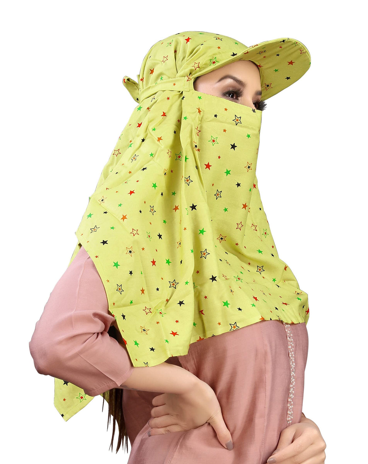 7 season's Cotton Short Scarf Cum Mask Universal Size/Usable for vehicle Driver for sunlight UV protection/White Printed Design (cap mendi, Free)