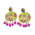 Mornny Traditional Rajasthani Dangle Earrings, Pink Beaded, Handcrafted Fashion Jewellery for Women (Green)