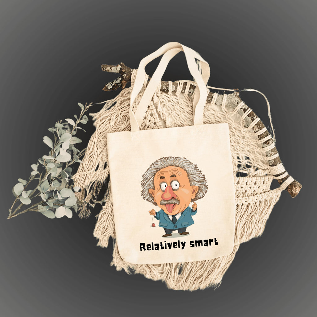 snapiq COTTON 350 GSM Canvas Tote Bag for Women and Girls Thick Fabric with Zipper (Beige, Einstien)