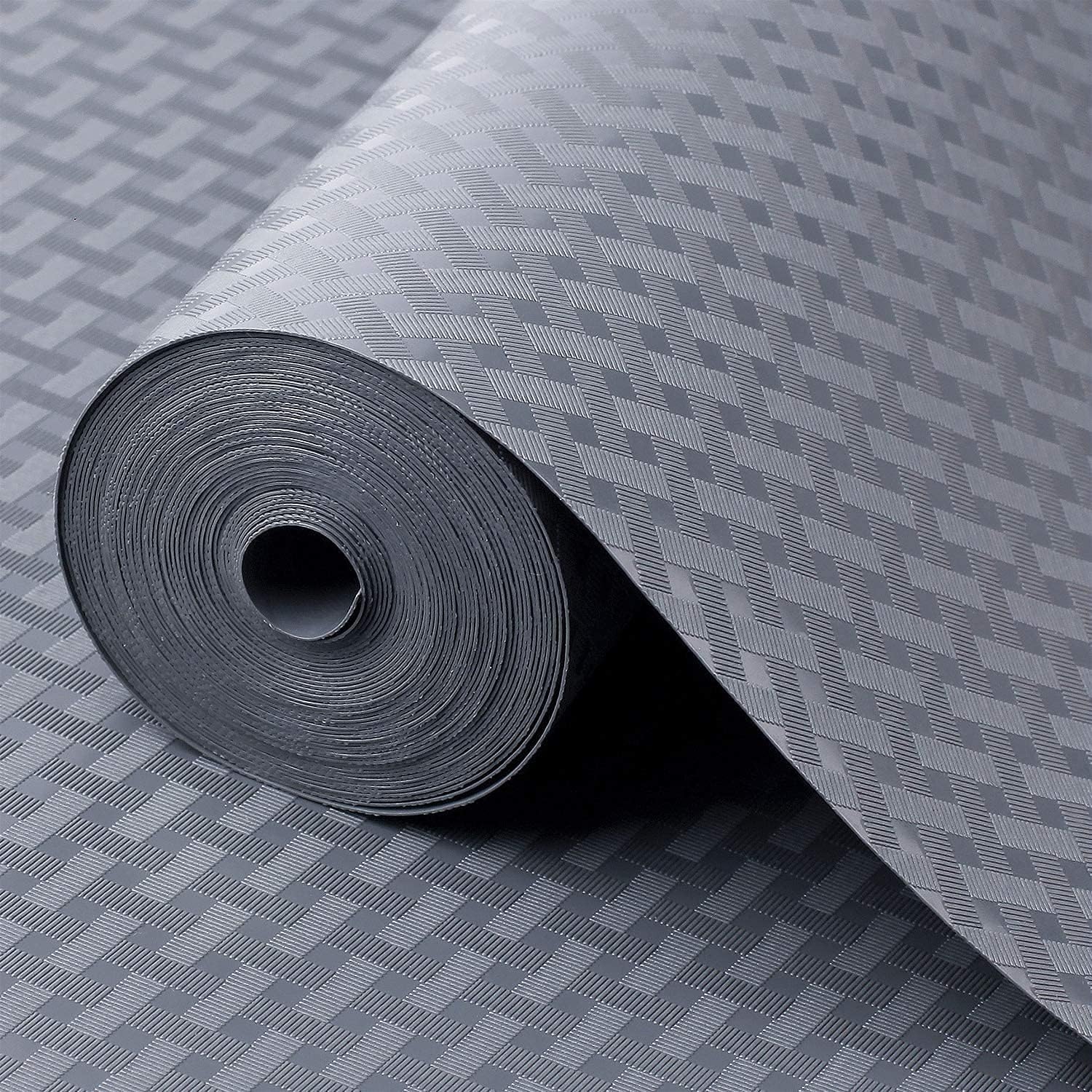 JD FRESH 1.25 Meters EVA Food Grade Fridge Mats/Anti Slip Mat for Kitchen/Washable Shelf Liner Roll Sheet for Wardrobe/Cabinet/Dining Table/Drawer Mat Roll/Refrigerator Mats (Diamond Texture, Grey) Kafalo