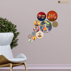 Artvibes Lord Shri Ram Parivaar & Hanumanji Round Shape MDF Wooden Wall Art for Home Decoration | Spiritual Decor Items | Wall Illustrations| Stylish Modern Artwork | Gift Items (WPS_143N), Set of 11