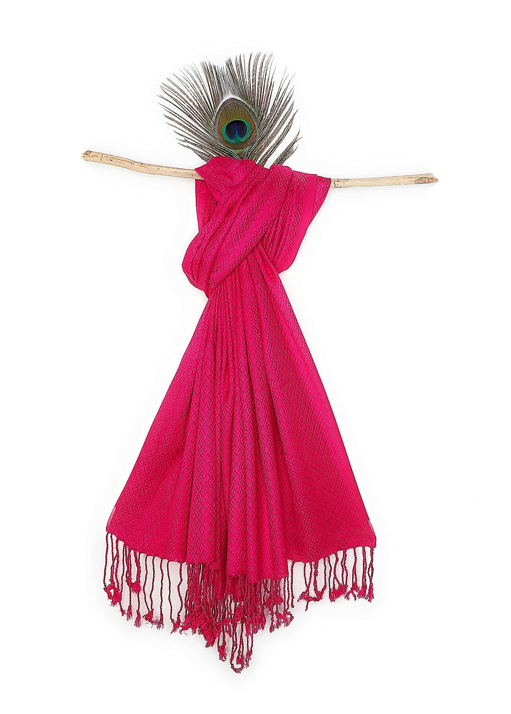 Chandwasia Viscose Batik Design Scarf Stole and Shawl for Men and Women | Soft Lightweight Fabric for Summer and Winter | Fashion Accessory Magenta | | Self Batik Design May Vary