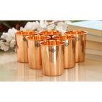 INDIAN ART VILLA Copper Plain Shine Finish Glass - 275 ML Tumbler, Copper Drinkware & Serveware, Ideal for Water Drinking, Perfect Gifting Option for Festivals and Special Occasions, Set of 6