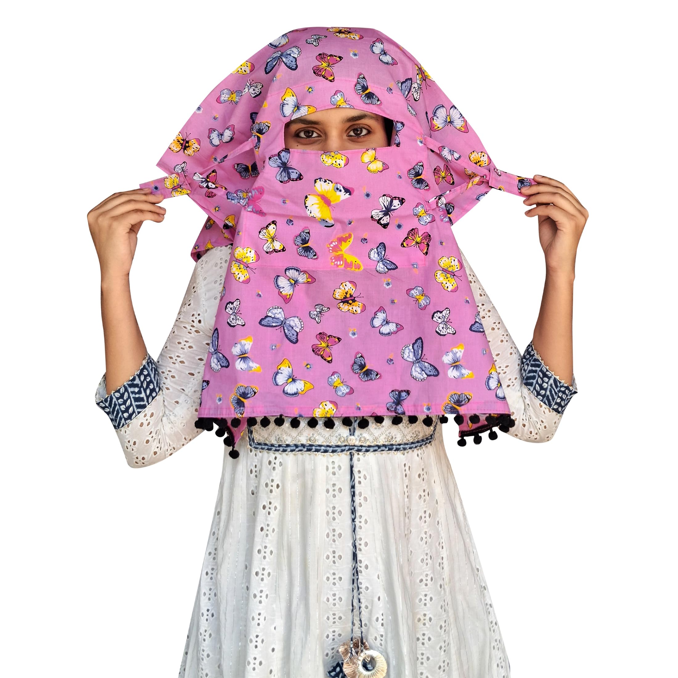 Switchon Export quality Cotton Multi color scarf hijabf for women for 12 yrs and above (Pink_Multi)