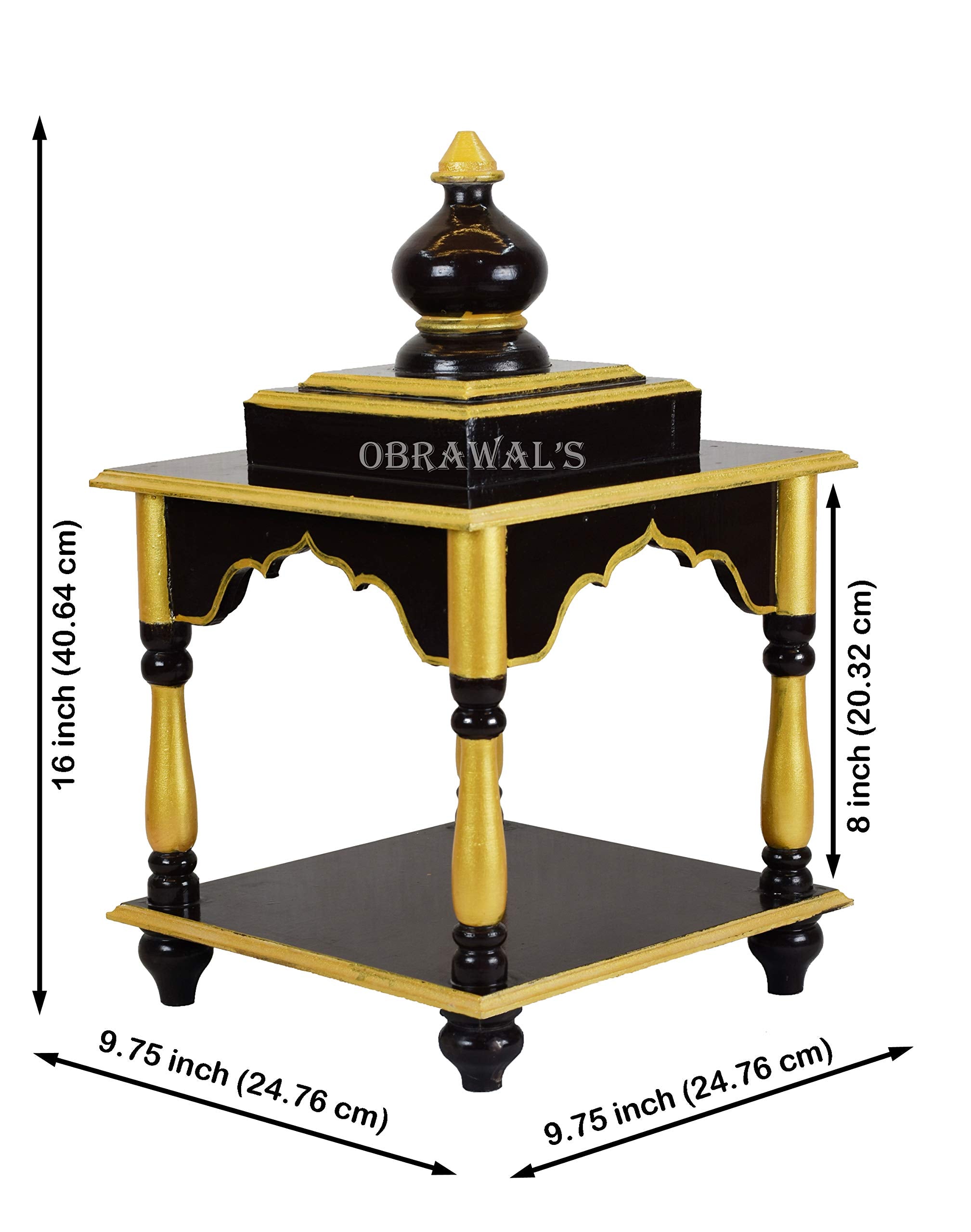 OBRAWAL Temple | Home Temple | Office Temple | Wooden Temple | Pooja Mandir for Home | Temple for Home - [LxWxH] (10x10x16, WTEM01D)
