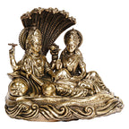 ARTVARKO Lakshmi Vishnu Statue Resting On Sheshnag Brass Murti Laxmi Maa Narayan Idol Religious Figurine for Puja Home Decor Gift (11x7x10 cm)