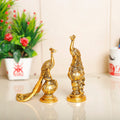 Kridaykraft Peacock Metal Statue,Lovers Peacock Couple Pair Showpiece Statue For Home,Office Decor, Romantic Gift To Boyfriend,Girlfriend,Animal Figurines - 2.76X6.69 Inch, Gold