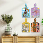 Artvibes Woodpeckers Rhino Swan Modern Art Decorative MDF Wooden Wall Art for Home | Room Wall Art | Wood Decorative Items | Modern Decoration | Wall Illustrations | Gift Items (WH_5623N), Set of 4