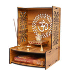 Goelite Beautiful Wooden Temple Unit for Home | Pooja Mandir with Storage Space Wall Mounted | Puja Cupboard for Home Size (H-15.3, L-10.6, B-11 Inch)