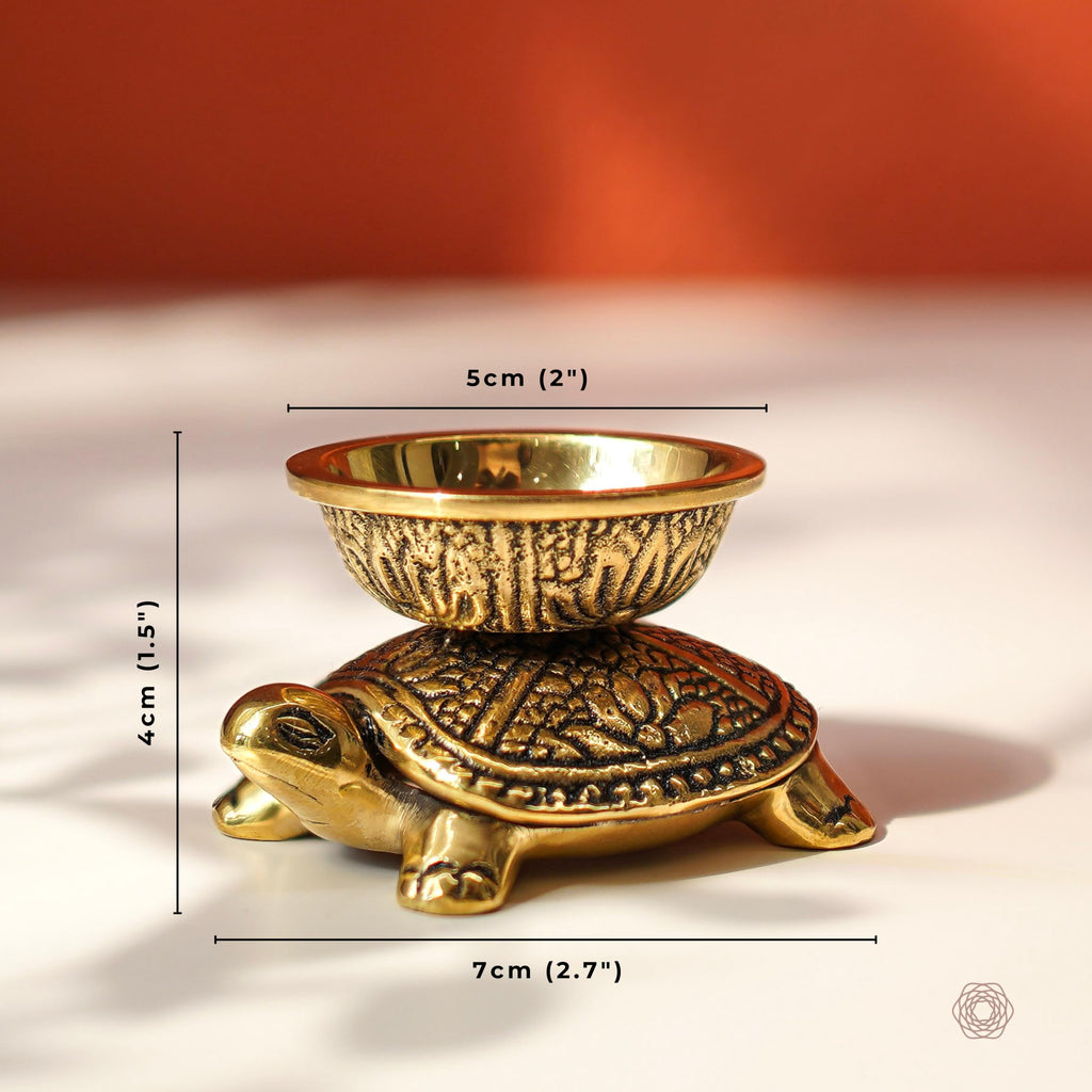BEHOMA Handcrafted 100% Pure Brass Turtle Diya for Pooja & Home Temple