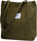 Street27 Korean Canvas Corduroy Tote Bag Casual Work Shoulder Handbags, Multi-Purpose Bag, Sturdy Canvas Bag With Large Capacity, Shopping Bag For Office, College & Daily Use (Army Green, Womens)
