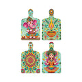 Artvibes Indian Traditional Shri Ganesh Lakshmiji Folk Art Auspicious Wooden Art Work Wall Hanging | Spiritual Decor Items | Wall Sculpture | Signs & Plaques | Ideal Gifts (WH_5649N), Set of 4