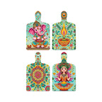 Artvibes Indian Traditional Shri Ganesh Lakshmiji Folk Art Auspicious Wooden Art Work Wall Hanging | Spiritual Decor Items | Wall Sculpture | Signs & Plaques | Ideal Gifts (WH_5649N), Set of 4