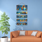 Artvibes Lord Krishna Turtle Elephant & Women Offering Prayers Wall And Door Hanging for Home | Spiritual Decor Items | Wall Poster | Artwork| Stylish Modern Decor Item | Gift Items (WH_6728N)