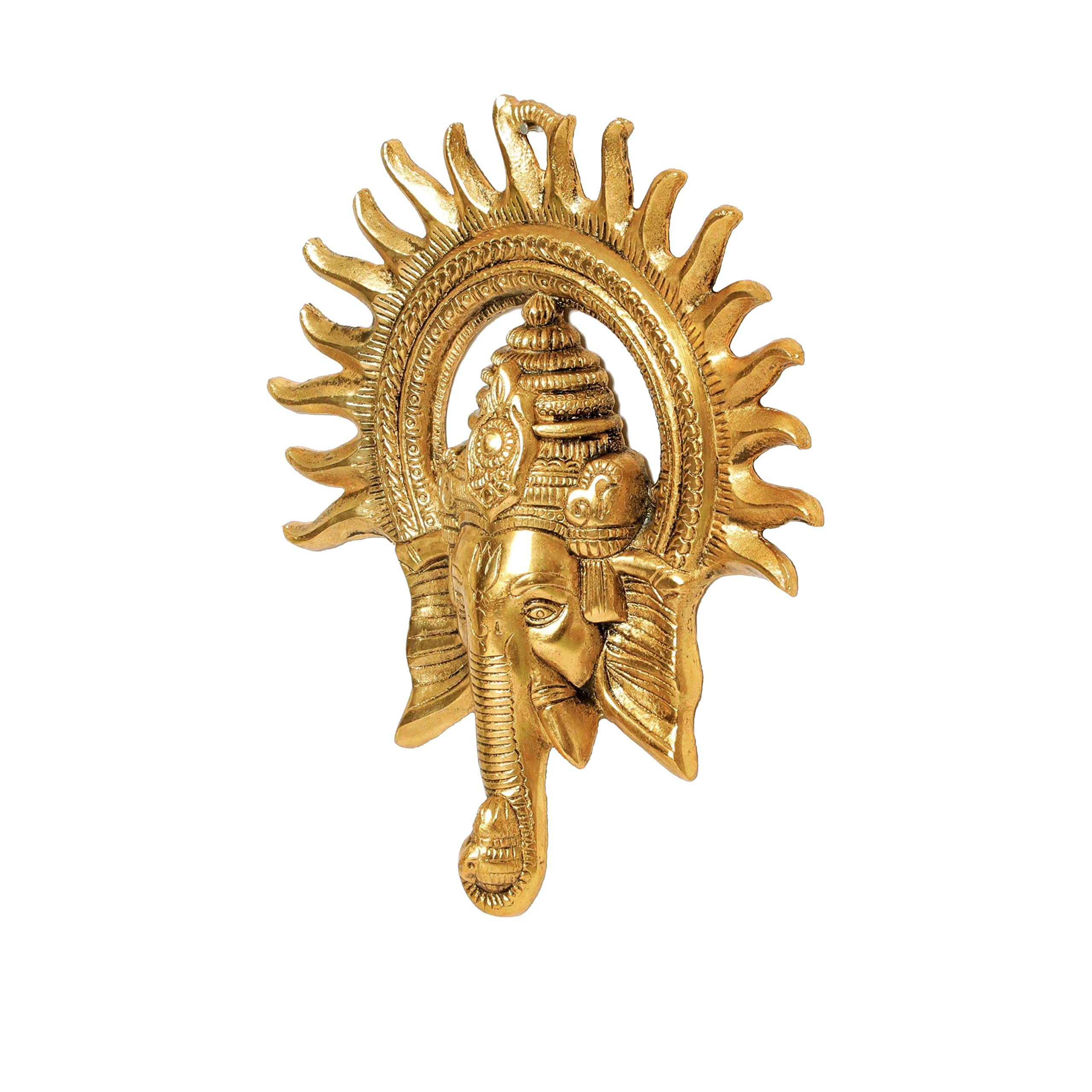 Metal Ganesha ji Statue,Ganpati Wall Hanging Sculpture Lord Ganesh Idol Lucky Feng Shui Wall Decor Your Home, Office,Religious Gift Article (Gold)