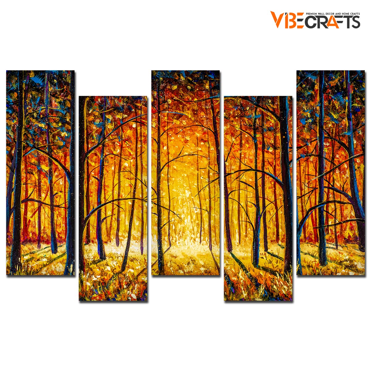 VIBECRAFTS 5 Piece Premium Wall Painting For Home|Office|Living Room|Gift (PTVC5Pcs3_7504) (Multi 1)