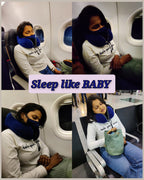 trimonk Travel Neck Pillow with Eye Mask for Airplane, Car, Train, Bus, Grey