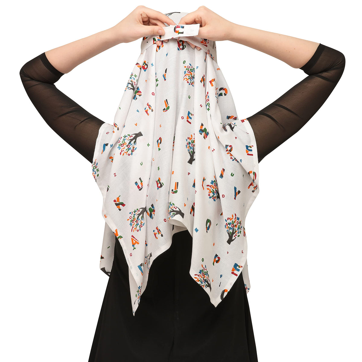 7 season's Cotton Scarf Cum Mask Universal Size Usable For Vehicle Driver For Sunlight UV Protection White Printed Design For Girl & Women (ABCD - s), For Female
