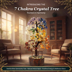 CALMINDS 7 Chakra Crystal Tree with Wooden Base | Natural Gemstone Bonsai for Healing, Balance & Positive Energy | Vastu Feng Shui Good Luck Tree for Home Decor & Spiritual Gift