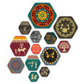Artvibes Mandala Pattern Hexagon Shape MDF Wooden Wall Decor Items | Living Room | Office | Cafe | Handcrafted Art | Wall Accent | Art Painting | Artworks Hangings | Gift Items (WPS_217N), Set of 13