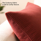 Encasa XO Corduroy Cushion Covers, Boho Pillow Covers, No Inserts Brown