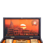 anciently Ram Mandir Pocket Temple | Ayodhya Ram Mandir Pocket Temple with Charan Paduka Rectangle Shaped, Gold Plated, 1 Piece