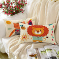 STITCHNEST Set of 2 Folk Art Animal Fantasy Collection Printed Polycotton Cushion Covers 12x18 Inches | Decorative Throw Pillow Covers for Sofa, Living Room, Bedroom | Perfect for Home Decor