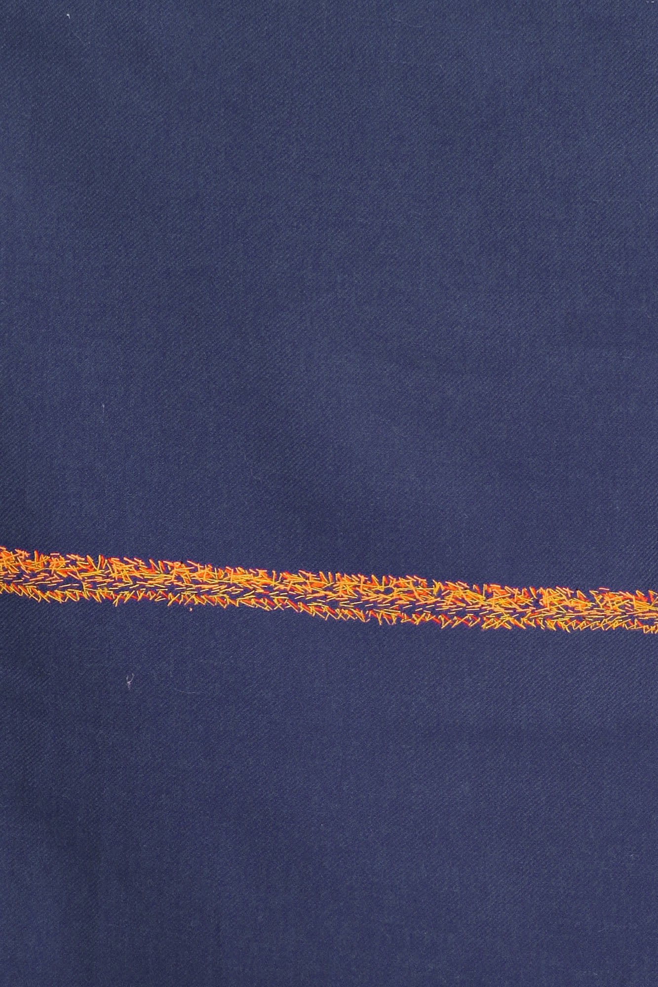 Exotic India Women's Plain Kashmiri Kingri with Sozni Hand-Embroidery on Border Pure Wool Shawl (SWJ26--twilight-blue)