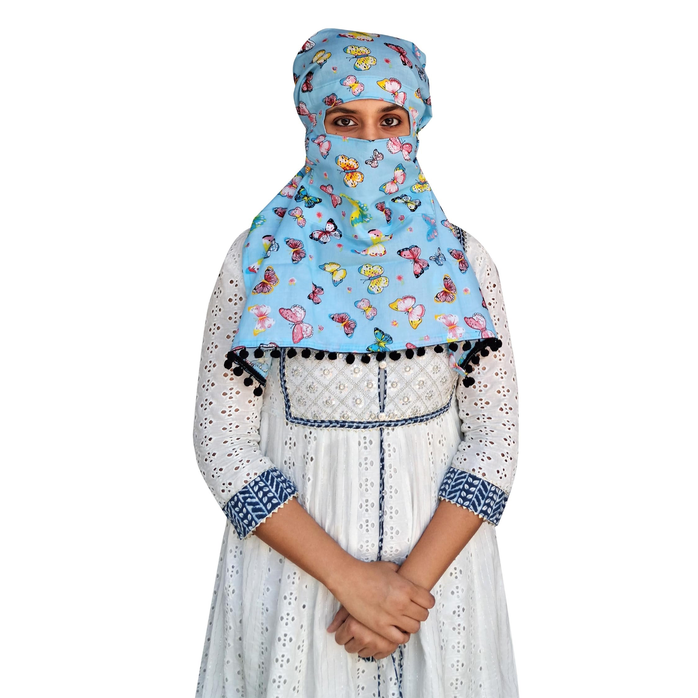 Switchon Export quality Cotton Multi color scarf hijabf for women for 12 yrs and above (Turquoise_Multi)