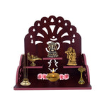 Om Shree Fully Handmade Beautiful Wooden Home and Office Temple/Pooja Mandir(28 x 28 x 26 cm) (Maroon)