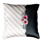 Vendola Decorative Satin Sofa Cushion Covers Set of 5, 12 inch x 12 inch, Sofa Pillow Cover, Pink and White, Geometrical Design, Zipper Closure (Salmon Pink, 12X12 Inches)