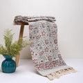 DMAASA Hand Block Printed Floral Cotton 200 TC Sofa Throw (Light Pink) Kafalo