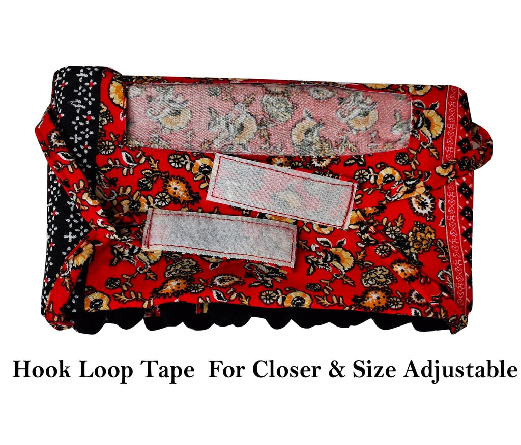 Switchon Scarf Hijab Rayon Printed fancy scarf for women Size Adjustable -Hook loop tape (Red_Black)