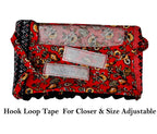 Switchon Scarf Hijab Rayon Printed fancy scarf for women Size Adjustable -Hook loop tape (Red_Black)
