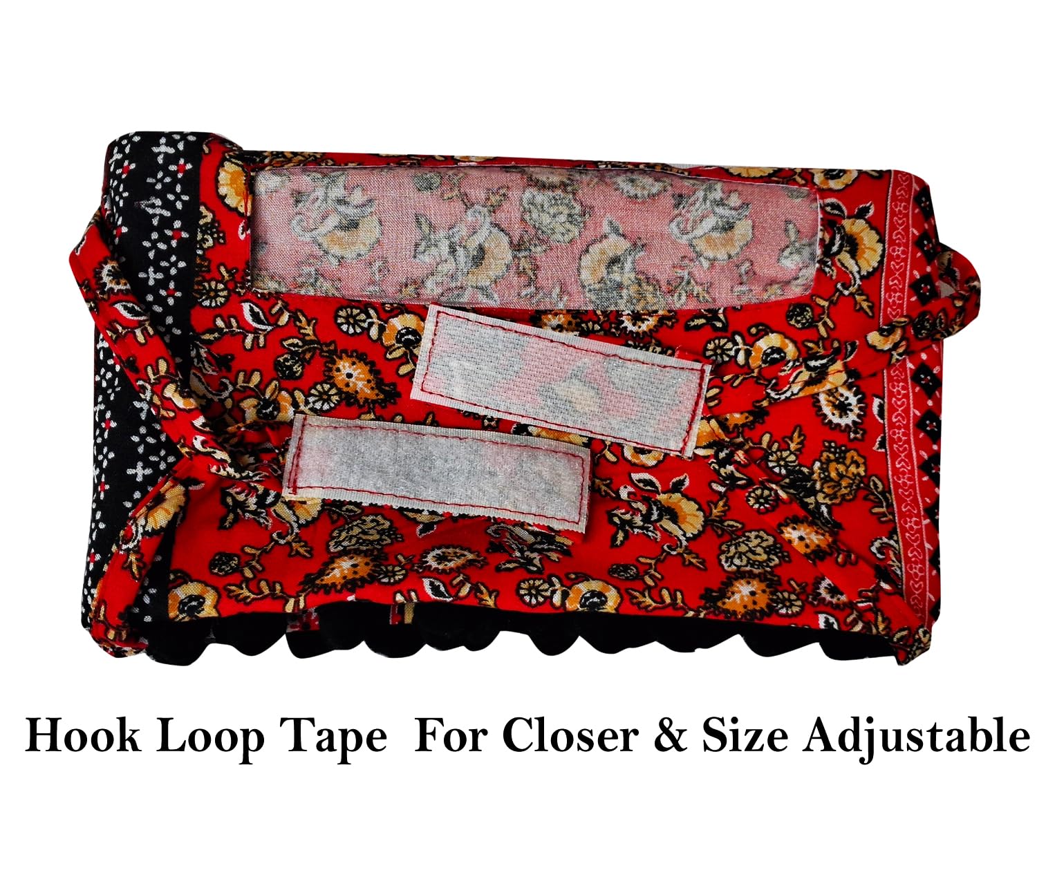 Switchon Scarf Hijab Rayon Printed fancy scarf for women Size Adjustable -Hook loop tape (Red_Black)