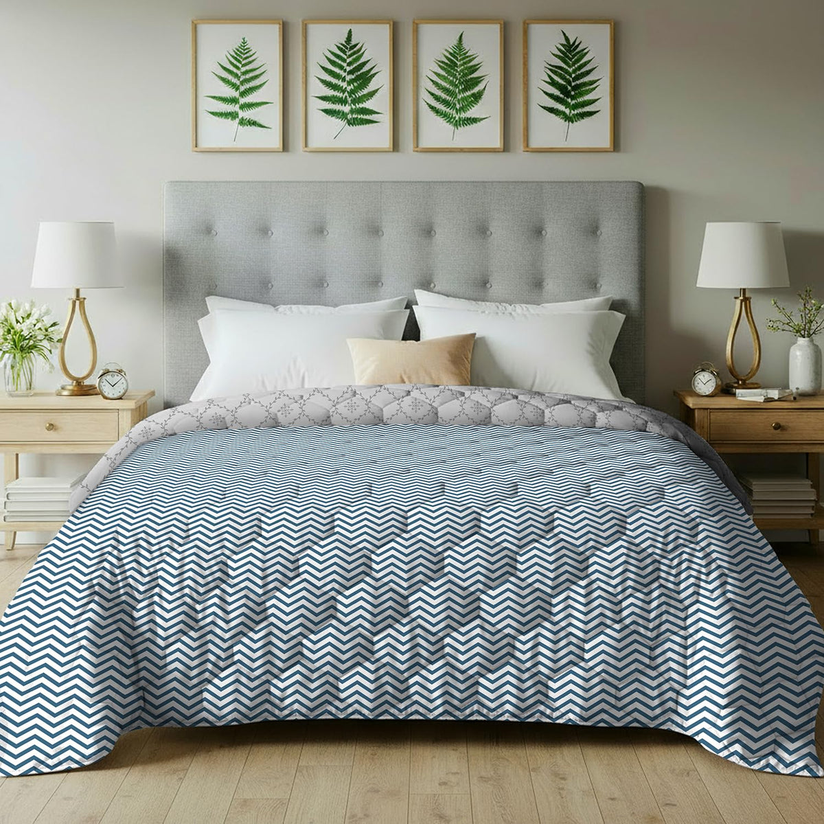 Urban Space AC Blanket for Single Bed, 120 GSM Microfiber 3 Layered Quilted Dohar, Soft Lightweight Reversible Printed AC Blanket Single Bed for All Season (California - 145 x 225cm, Blanket Single) Kafalo