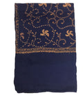 non branded Beautiful Embroidered Wool Shawl for Women in Blue