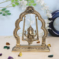Artvarko Pure Brass Ganesha Jhula Idol Ganesha Swing Jhoola Murti for Home Entrance Decor Gift 9 Inch