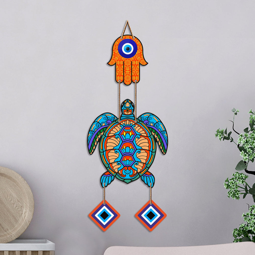 Artvibes Turtle Evil Eye Hanging Decor for Main Door & Entrance | Lucky Vastu MDF Wall Art | Decorative Accent for Living Room | Office | Hallway & Bedroom | Housewarming Gift Item (WH_8542N)